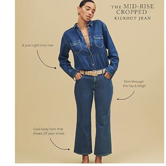 J. Crew Petite mid-rise kickout jean straight white Size 30P - Picture 12 of 12